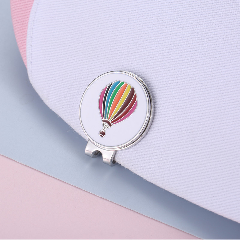 1 vnt 24 mm nuimamas karšto oro baliono rašto golfo žymeklis su magnetiniu dangtelio segtuku vyrams, moterims, golfo žaidėjams, dovanų golfo kepurės segtukų priedai