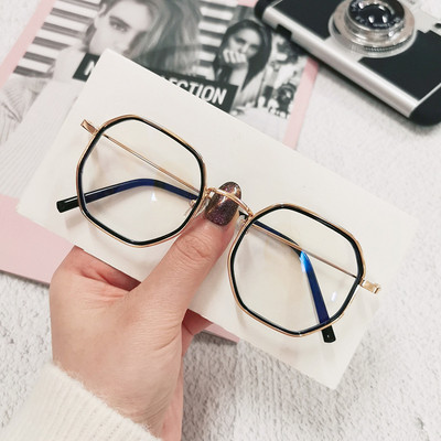 Metallraamiga polügoonprillid 1 tk Business Anti-sinine Hele Tavaprillid Mood Suuremõõtmelised Arvuti Sinine Valgust blokeerivad Prillid