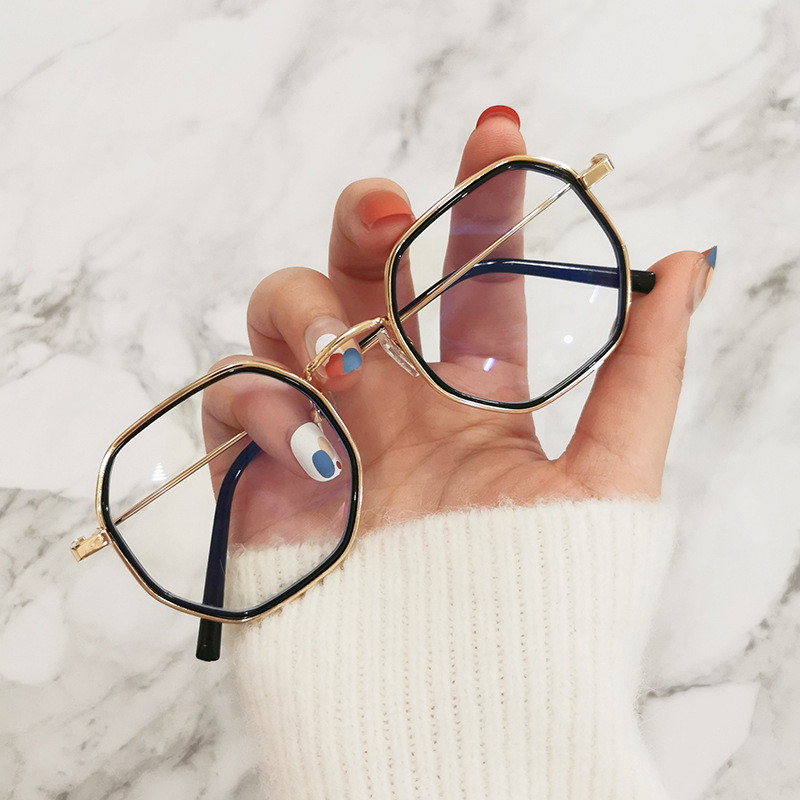Metallraamiga polügoonprillid 1 tk Business Anti-sinine Hele Tavaprillid Mood Suuremõõtmelised Arvuti Sinine Valgust blokeerivad Prillid