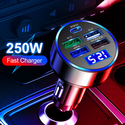 250W PD USB auto punjač za brzo punjenje tip C USB telefonski adapter u automobilu za iPhone 13 Pro Xiaomi Huawei Samsung auto brzi punjač