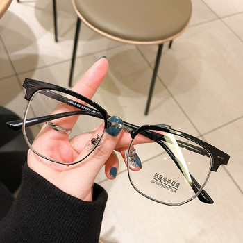 Anti-Blue Light γυαλιά για γυναίκες Ανδρικά μοντέρνα γυαλιά υπολογιστή Διαφανή γυαλιά πολυτελείας μισού πλαισίου συνταγογραφούμενα γυαλιά