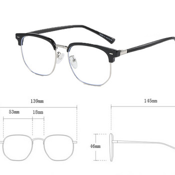 Очила против синя светлина за жени, мъже, модерни очила, компютърни прозрачни очила, луксозни диоптрични очила с половин рамка