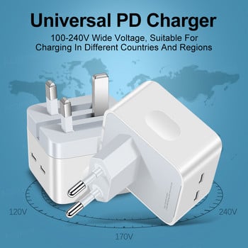 35W Dual PD зарядно устройство Бързо зареждане Универсален адаптер за мобилен телефон за iPhone 12 11 14 13 Pro Max 8 Plus iPad Type C Стенно зарядно устройство