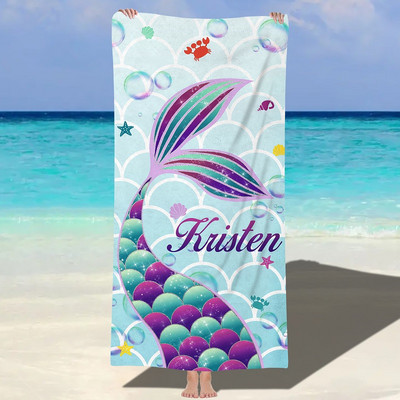 Prosop de înot cu imprimare personalizată Fibră superfină, pliabil, cu apă puternică, prosop de plajă, moale, digital, pătrat, fitness