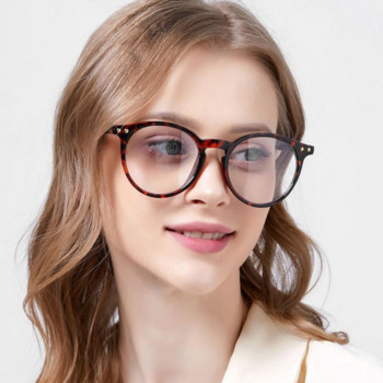 Απλή μόδα Στρογγυλά Γυναικεία Γυαλιά Σκελετός Vintage Clear Lens Ανδρικά Γυαλιά Οπτικά Leopard Green Glasses