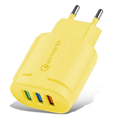 USB įkroviklis Greitas įkrovimas 2A 3 jungtys mobiliųjų telefonų įkrovikliai Greitas įkrovimas iPhone Samsung Xiaomi Huawei planšetinio kompiuterio sieninis adapteris