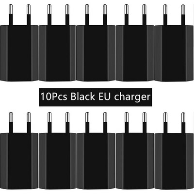 10Pcs/lot EU Plug 5V 1A AC USB Charger Стенен захранващ адаптер за Samsung за Iphone HTC Huawei Xiaomi Кабел за зарядно устройство за мобилен телефон