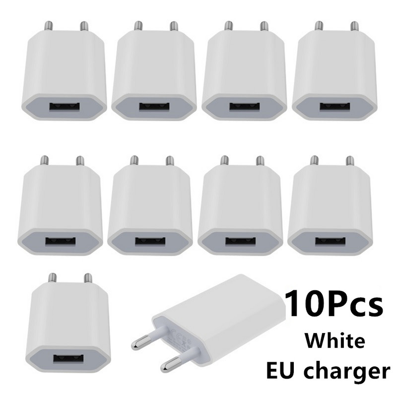 10 τεμ./παρτίδα EU Plug 5V 1A AC USB φορτιστής τοίχου Προσαρμογέας ρεύματος για Samsung για Iphone Καλώδιο φορτιστή κινητού τηλεφώνου HTC Huawei Xiaomi