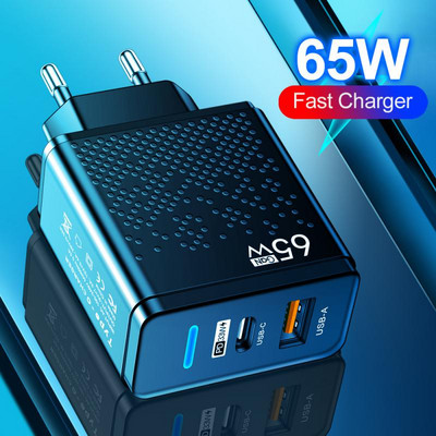 65 W USB töltő tábla laptop gyorstöltő C típusú PD gyorstöltő EU specifikáció dugók adapter iPhone Samsung okostelefonhoz