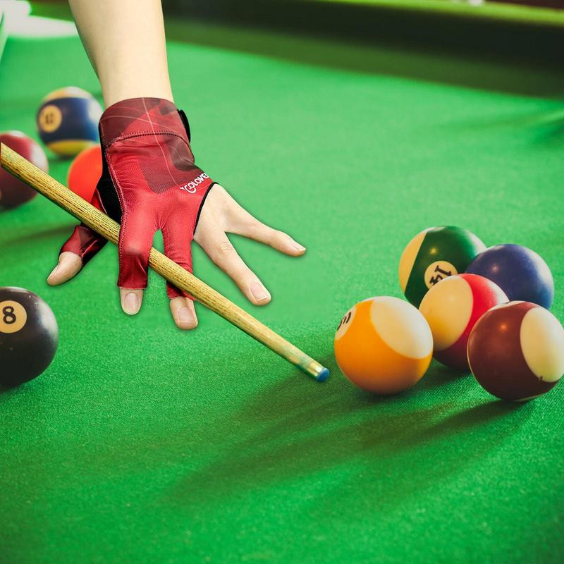 Könnyű biliárdkesztyűk magas rugalmasságú, csúszásmentes kopásálló, lélegző háromujjas szivárgó ujjak sportkesztyűk férfiaknak, nőknek