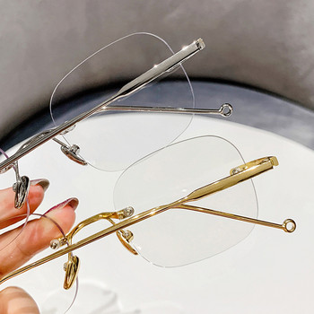 Γυναικεία σχεδίαση Rimless Myopia Retro Blue Light Blocking Glasses Γυναικεία εξαιρετικά ελαφριά γυαλιά χωρίς σκελετό