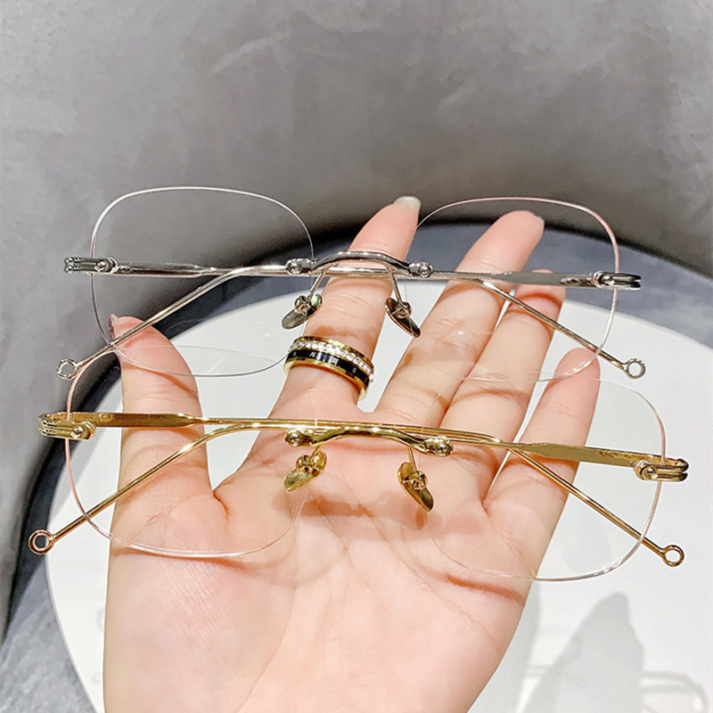 Moterų dizaino be rėmelių trumparegystė Retro mėlyna šviesą blokuojantys akiniai moterims itin lengvi berėmiai akiniai