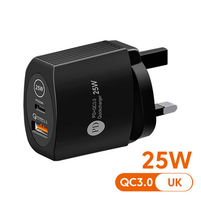 Dviejų prievadų USB C įkroviklis PD 25W greito sieninio įkroviklio adapteris, skirtas Xiaomi Samsung Huawei iPhone 12 11 Pro Max QC 3.0 Type C Cargador