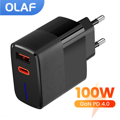 Olaf 100W USB PD зарядно Бързо зареждане Тип C Мобилен телефон Бързо зареждане USB C Захранващ адаптер за iPhone 13 14 Xiaomi Samsung S9
