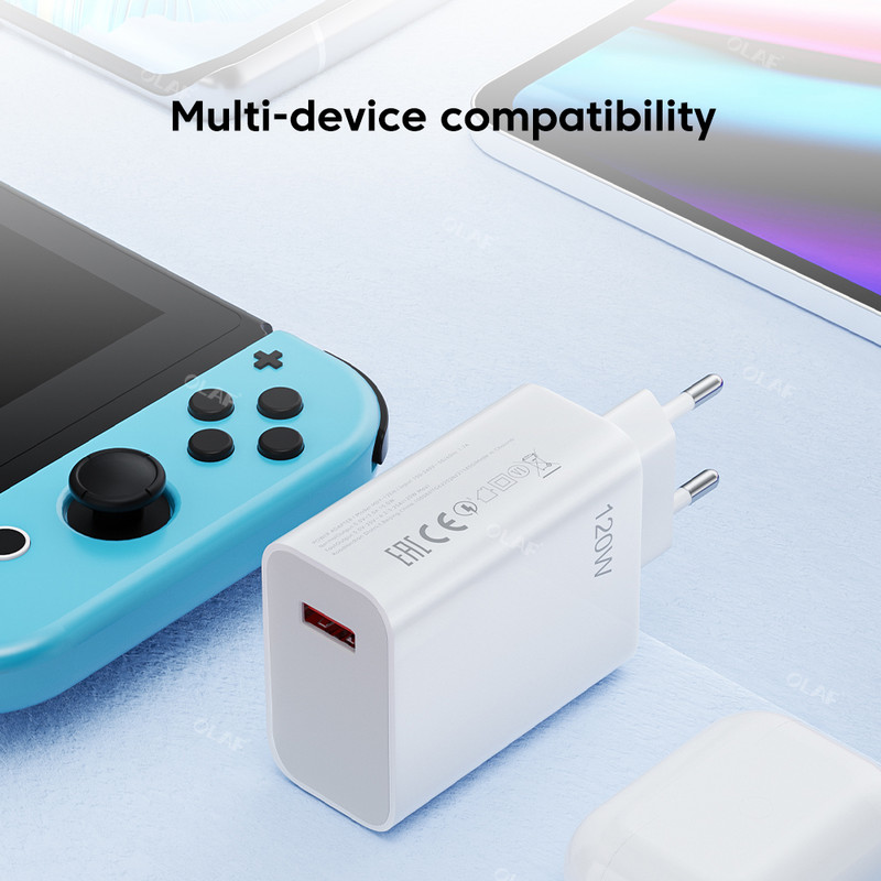 Încărcător USB Olaf 120W Adaptor de alimentare 3.0 de încărcare rapidă pentru Xiaomi 13 iPhone 14 Samsung Cablu USB C de încărcare rapidă de perete pentru telefonul mobil