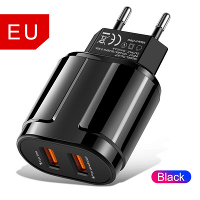 OLAF USB įkroviklis Dviejų prievadų EU 5V 2.4A Kelioninis sieninis adapteris Mobilusis Telefonas Mikro duomenų įkrovimas iPhone Samsung Xiaomi Huawei LG