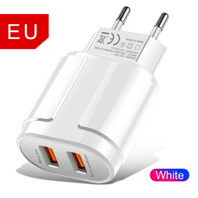 OLAF USB įkroviklis Dviejų prievadų EU 5V 2.4A Kelioninis sieninis adapteris Mobilusis Telefonas Mikro duomenų įkrovimas iPhone Samsung Xiaomi Huawei LG