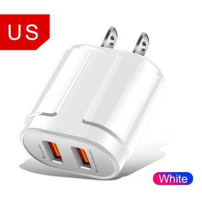 OLAF USB įkroviklis Dviejų prievadų EU 5V 2.4A Kelioninis sieninis adapteris Mobilusis Telefonas Mikro duomenų įkrovimas iPhone Samsung Xiaomi Huawei LG