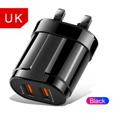 OLAF USB įkroviklis Dviejų prievadų EU 5V 2.4A Kelioninis sieninis adapteris Mobilusis Telefonas Mikro duomenų įkrovimas iPhone Samsung Xiaomi Huawei LG