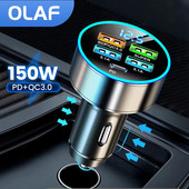 Încărcător auto USB Olaf 5 porturi tip C 150W PD Încărcare rapidă în brichetă auto Adaptor telefon mobil pentru iPhone Xiaomi Samsung