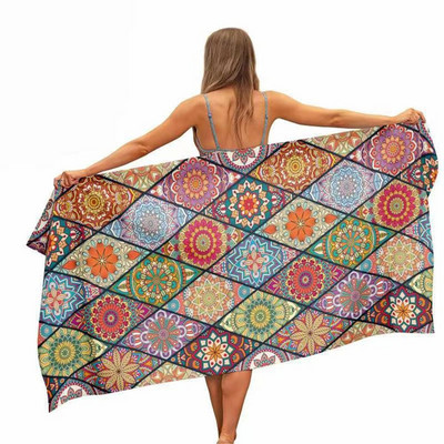 Prosoape de plajă mari pentru femei Prosop de plajă cu imprimeu boem Prosop de înot din poliester Prosop cu uscare rapidă Sal pătrat Covoraș de plajă dreptunghiular