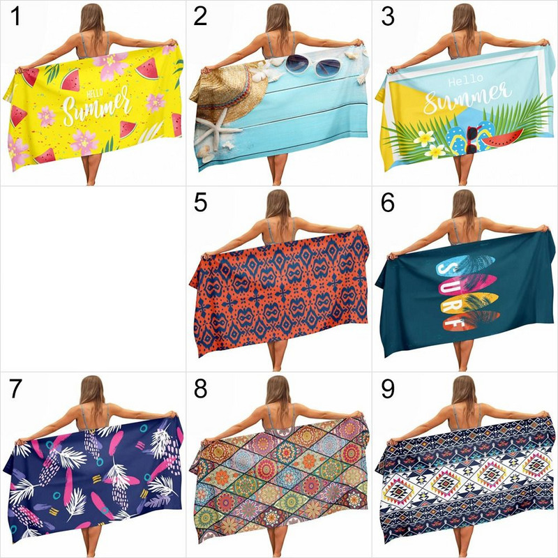 Prosoape de plajă mari pentru femei Prosop de plajă cu imprimeu boem Prosop de înot din poliester Prosop cu uscare rapidă Sal pătrat Covoraș de plajă dreptunghiular