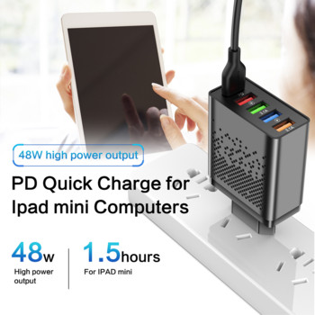 Olaf 48W USB PD Type C Φορτιστής QC 3.0 Fast Charging Adapter Για iPhone 13 12 Samsung Xiaomi 5 Θύρες USB Φορτιστές κινητών τηλεφώνων