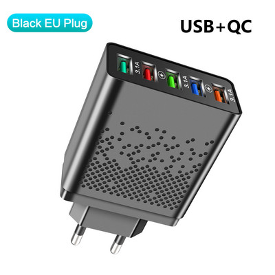 Olaf 48W USB PD Type C įkroviklis QC 3.0 greito įkrovimo adapteris, skirtas iPhone 13 12 Samsung Xiaomi 5 prievadų USB mobiliųjų telefonų įkrovikliai