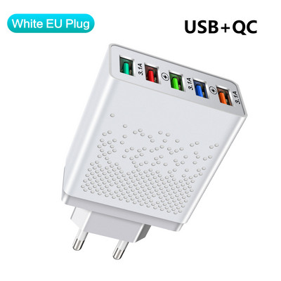 Olaf 48W USB PD Type C įkroviklis QC 3.0 greito įkrovimo adapteris, skirtas iPhone 13 12 Samsung Xiaomi 5 prievadų USB mobiliųjų telefonų įkrovikliai