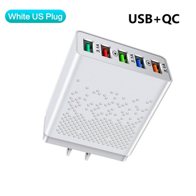 Olaf 48W USB PD Type C įkroviklis QC 3.0 greito įkrovimo adapteris, skirtas iPhone 13 12 Samsung Xiaomi 5 prievadų USB mobiliųjų telefonų įkrovikliai