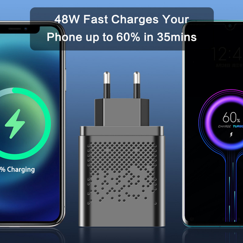 Olaf 48W USB PD Type C įkroviklis QC 3.0 greito įkrovimo adapteris, skirtas iPhone 13 12 Samsung Xiaomi 5 prievadų USB mobiliųjų telefonų įkrovikliai