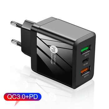 2 порта QC 3.0 PD25W EU US UK Plug Adapter Travel Wall Charging 45W USB Charger Fast Charge For iPhone Samsung Xiaomi Phones