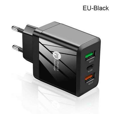 2 priključka QC 3.0 PD25W EU US UK adapter za utikač Putno zidno punjenje 45W USB punjač Brzo punjenje za iPhone Samsung Xiaomi telefone