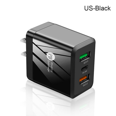 2 priključka QC 3.0 PD25W EU US UK adapter za utikač Putno zidno punjenje 45W USB punjač Brzo punjenje za iPhone Samsung Xiaomi telefone