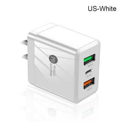 2 priključka QC 3.0 PD25W EU US UK adapter za utikač Putno zidno punjenje 45W USB punjač Brzo punjenje za iPhone Samsung Xiaomi telefone