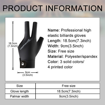 LOOGDEEL 1Pcs Професионални билярдни ръкавици Жени Мъже Противоплъзгащи се дишащи отворени 3 пръста Спортни ръкавици Билярд Лява ръка