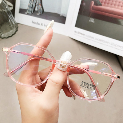 Ochelari de blocare a luminii albastre pentru femei Rama optică transparentă Ochelari simpli Filtru de lumină albastră Ochelari rotunzi pentru computer