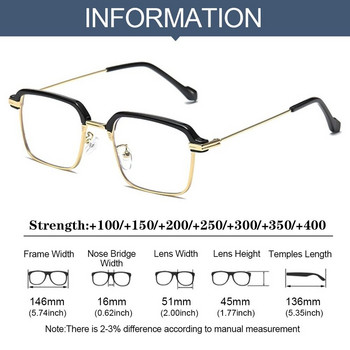 Κομψό τετράγωνο μόδας μεταλλικά οπτικά γυαλιά κατά μπλε ακτίνων Γυαλιά Γυναικεία Ανδρικά γυαλιά ανάγνωσης Προστασία ματιών