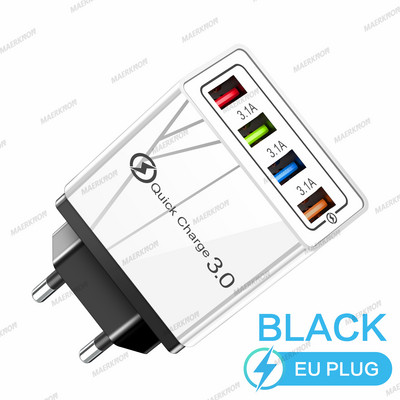 Greitas įkrovimas 3.0 USB įkroviklis sieninis greitas įkrovimas skirtas iPhone Samsung Xiaomi Huawei OPPO EU/US mobiliųjų telefonų kištuko įkroviklių adapteris