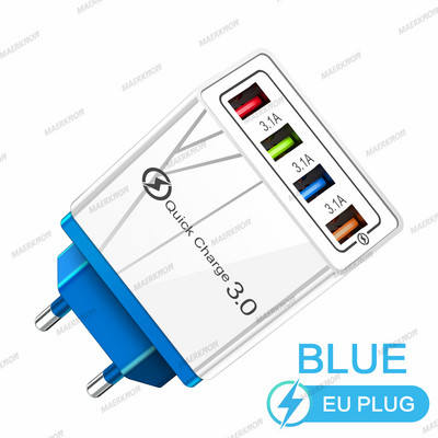 Greitas įkrovimas 3.0 USB įkroviklis sieninis greitas įkrovimas skirtas iPhone Samsung Xiaomi Huawei OPPO EU/US mobiliųjų telefonų kištuko įkroviklių adapteris