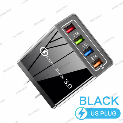 Greitas įkrovimas 3.0 USB įkroviklis sieninis greitas įkrovimas skirtas iPhone Samsung Xiaomi Huawei OPPO EU/US mobiliųjų telefonų kištuko įkroviklių adapteris