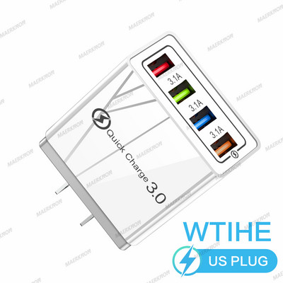 Greitas įkrovimas 3.0 USB įkroviklis sieninis greitas įkrovimas skirtas iPhone Samsung Xiaomi Huawei OPPO EU/US mobiliųjų telefonų kištuko įkroviklių adapteris