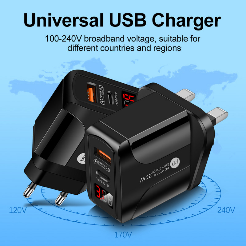Quick PD Charger 20W QC3.0 USB Type C Kiirlaadija toiteadapter iPhone 12 11 8 Plus Samsung Xiaomi Huawei telefoni PD laadija jaoks