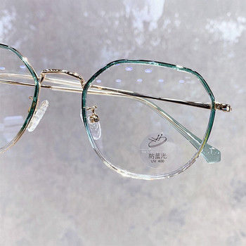 Κορεάτικη μόδα Εξάγωνα Μεταλλικά Γυαλιά Αντι-Μπλε Φωτός Σκελετός Διαφανής Προστασία Οφθαλμών Παιχνιδιού Υπολογιστή Απλό Γυαλιά Γυαλιά