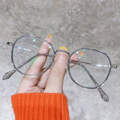 Korėjos mados šešiakampiai metaliniai akiniai anti-mėlynas šviesus rėmelis, skaidrus kompiuterinių žaidimų akių apsauga, paprasti akiniai akiniai
