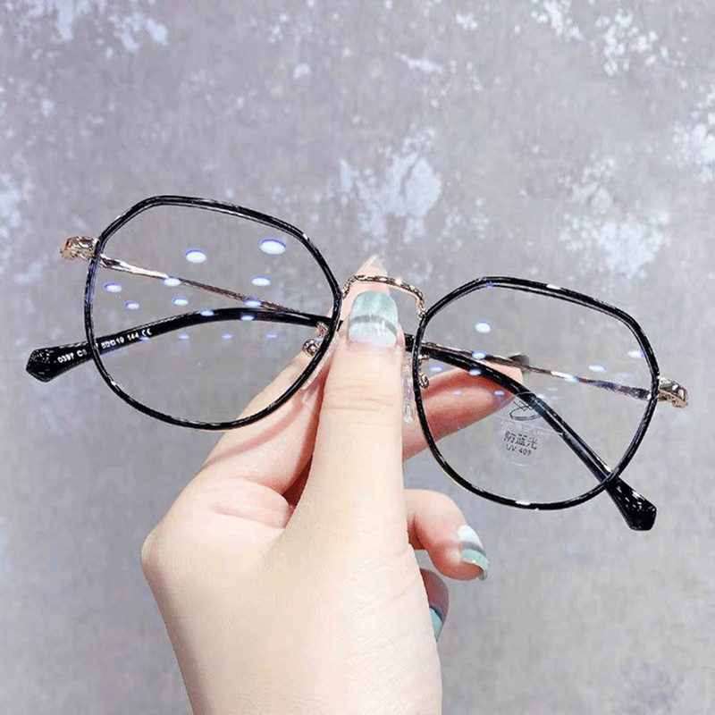 Korėjos mados šešiakampiai metaliniai akiniai anti-mėlynas šviesus rėmelis, skaidrus kompiuterinių žaidimų akių apsauga, paprasti akiniai akiniai