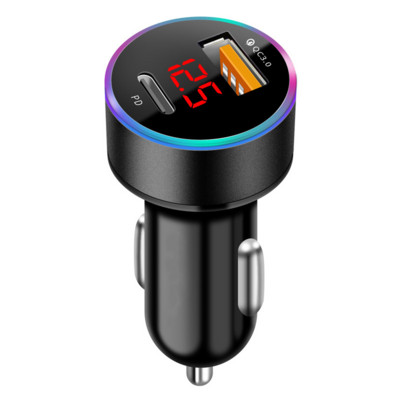 Olaf PD USB automobiliniai įkrovikliai LED tipo C įkroviklis 38W mini greitas įkrovimas iPhone Xiaomi Huawei QC 3.0 mobiliojo telefono adapteriui automobilyje