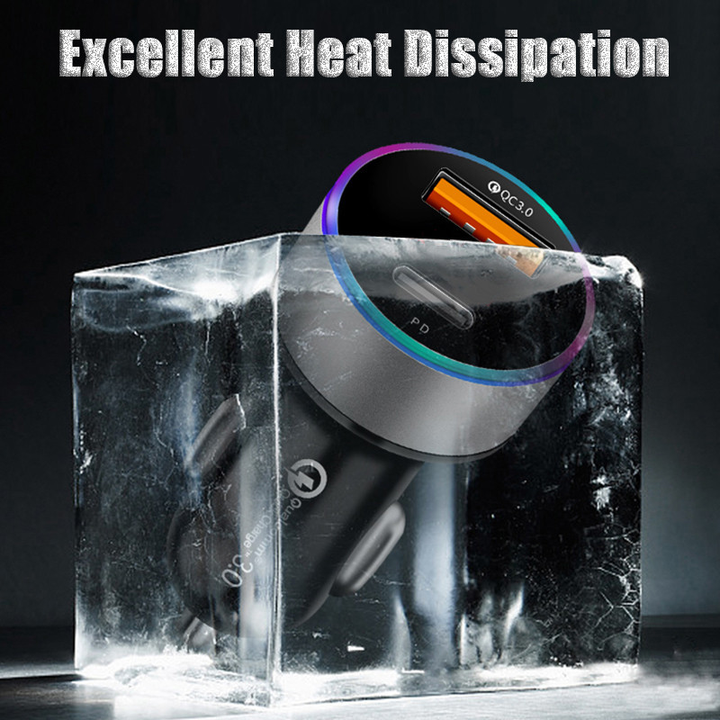 Olaf PD USB automobiliniai įkrovikliai LED tipo C įkroviklis 38W mini greitas įkrovimas iPhone Xiaomi Huawei QC 3.0 mobiliojo telefono adapteriui automobilyje