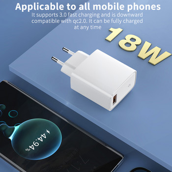 Φορτιστής γρήγορης φόρτισης 18 W Φορτιστής USB Quick Charge 3.0 για iPhone 14 Xiaomi 13 Oneplus10 Προσαρμογέας τοίχου φορτιστή κινητών τηλεφώνων Samsung