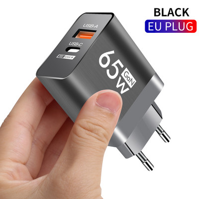 65 W USB Type C Gyorstöltés GaN töltő Tápadapter fali töltő iPhone 14 13 Xiaomi Samsung Quick Charge 3.0 telefontöltőhöz